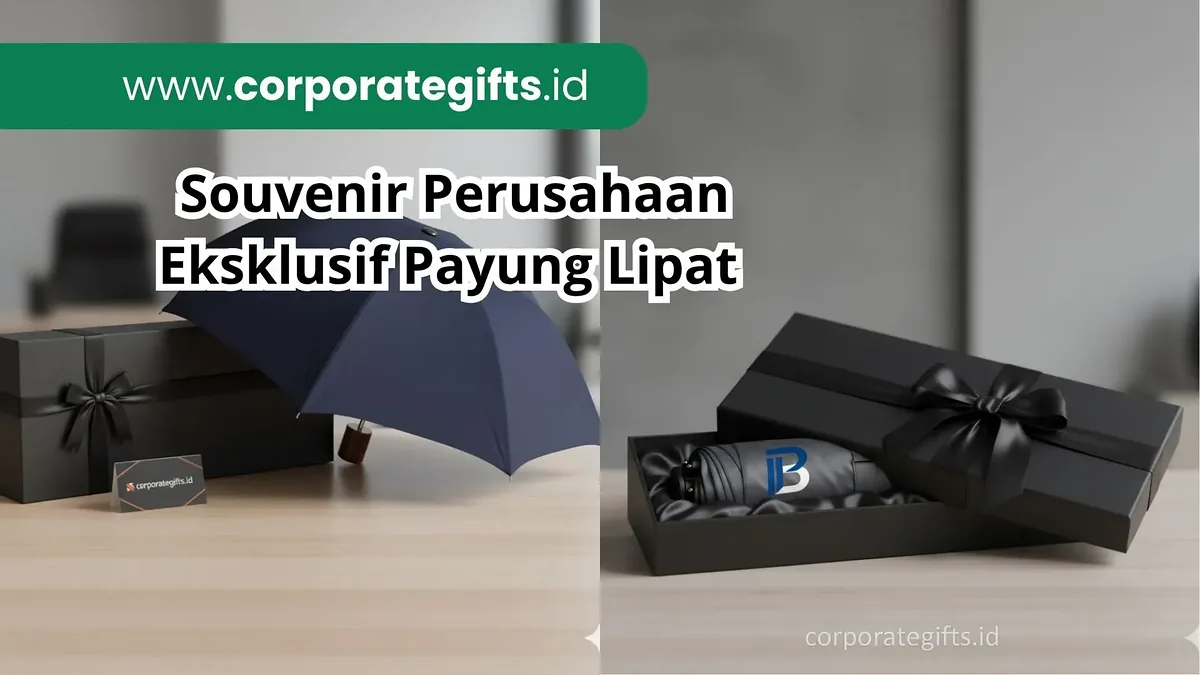 Payung lipat custom logo BNI sebagai souvenir premium perusahaan | CorporateGifts.ID